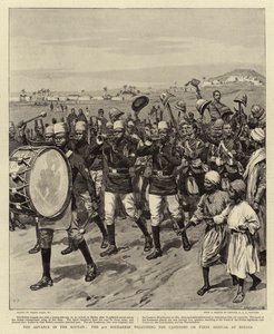 El avance en Sudán, los 9º sudaneses dando la bienvenida a los Camerons a su llegada a Berber